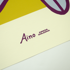 Zoomed image of "AINO" text and SONJA SULEIMA logo in the bottom of the art print.