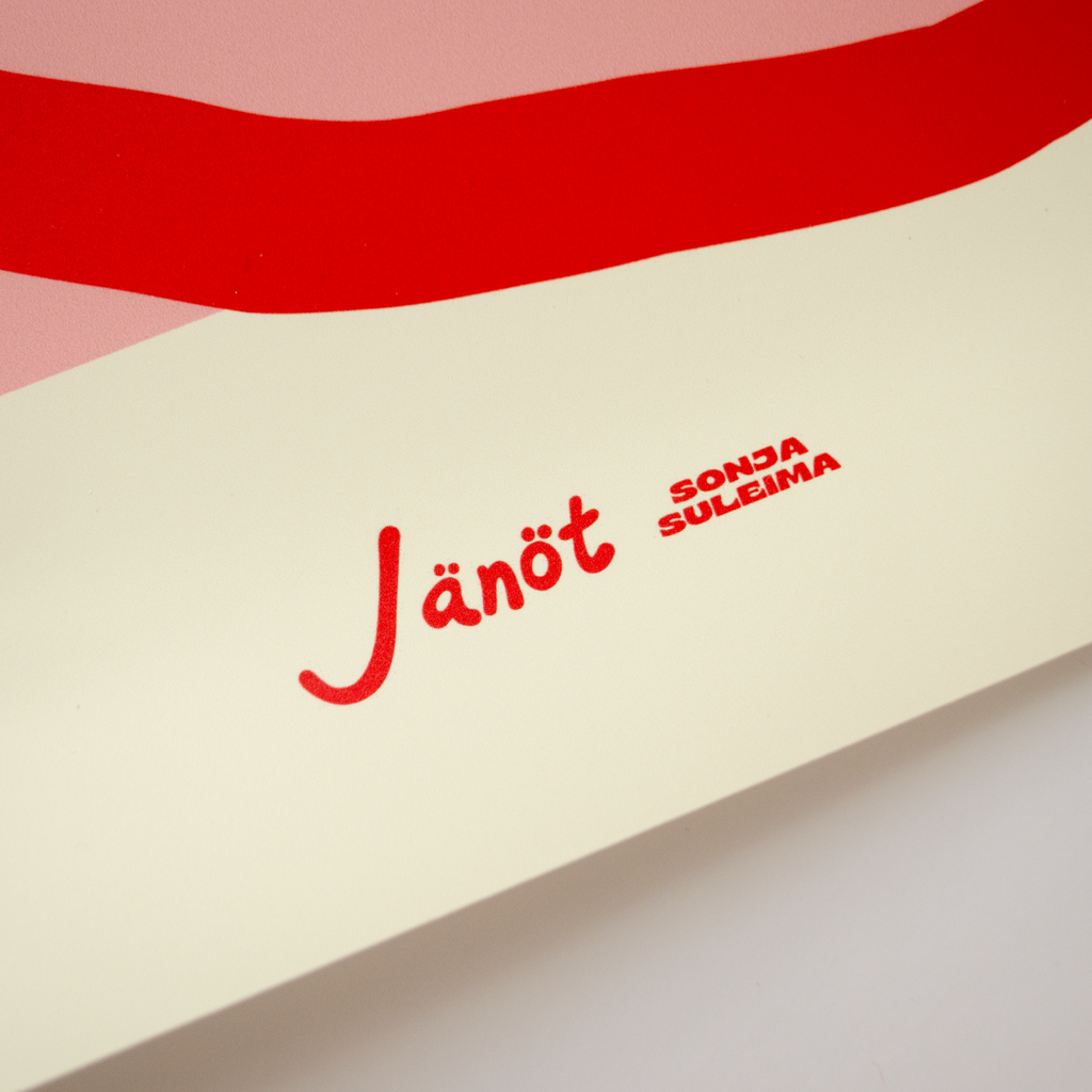Zoomed image of "JÄNÖT" text and SONJA SULEIMA logo in the bottom of the art print.
