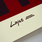 Zoomed image of "LINJAT" text and SONJA SULEIMA logo in the bottom of the art print.